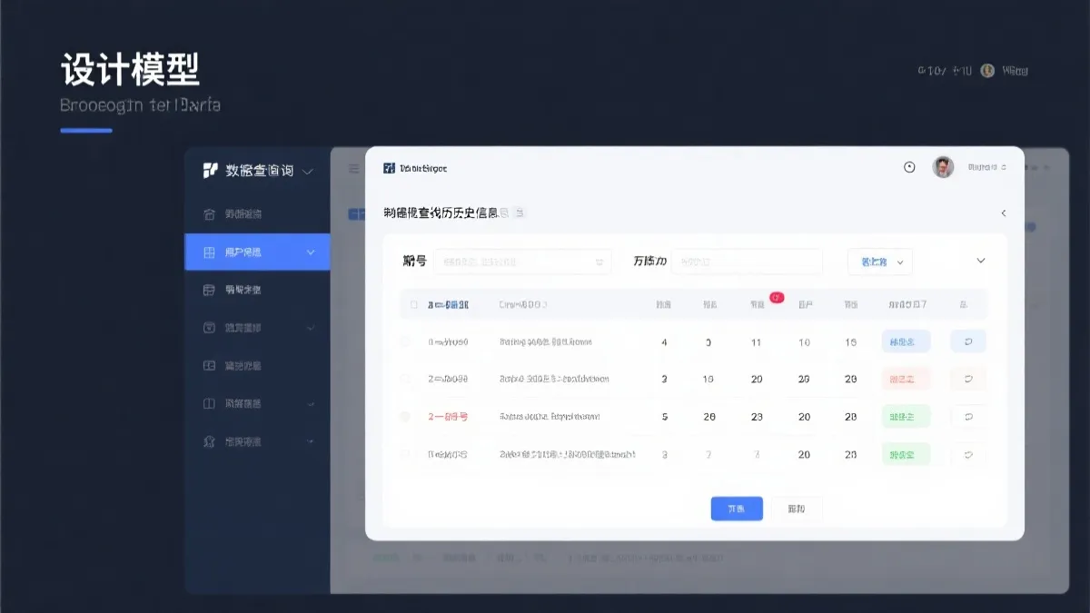 一个数据查询界面的设计模型,用户可以通过筛选日期和期号来查找历史信息,界面清晰易用。